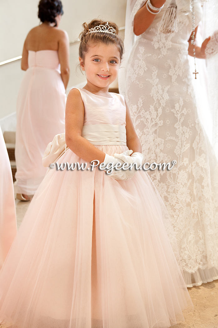 Flower girl dress of The Year - Style 402 in Ballet Pink and Bisque