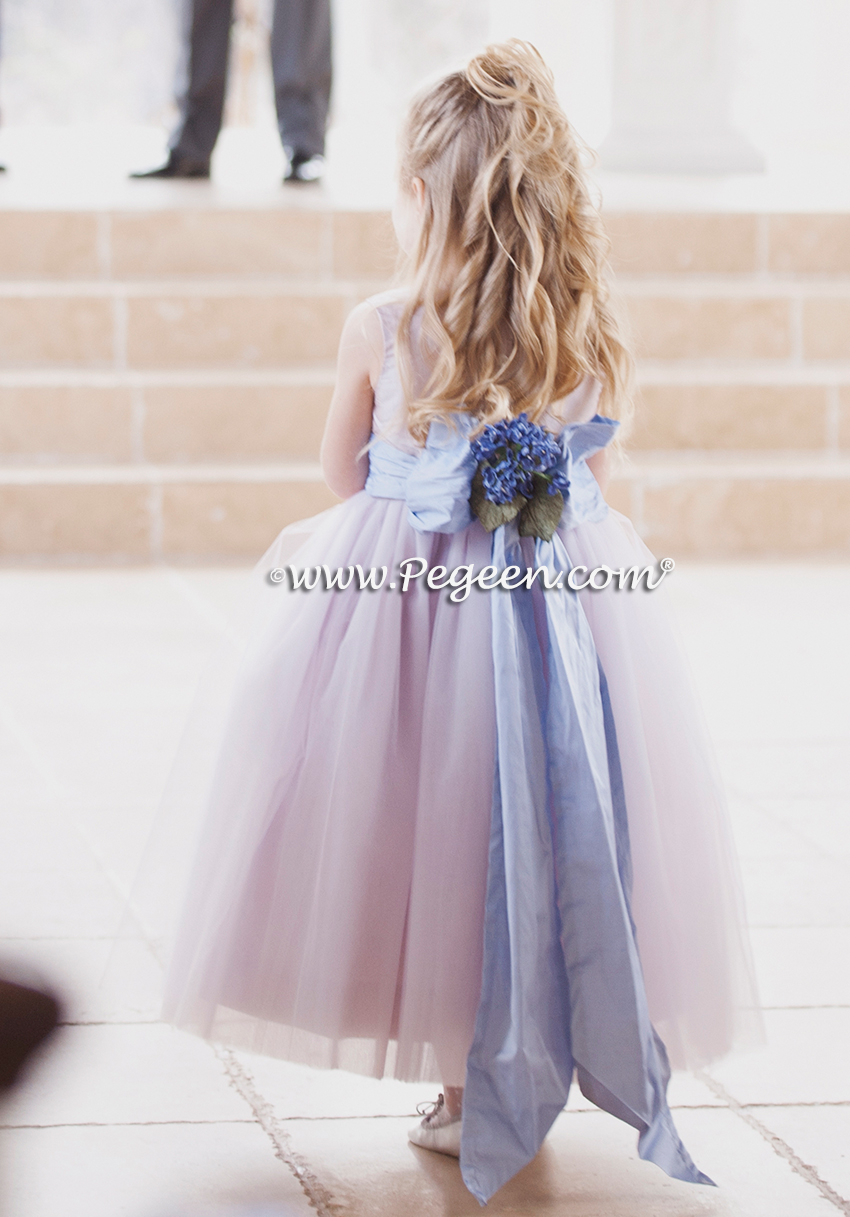 Lavender and Wisteria silk and tulle flower girl dress