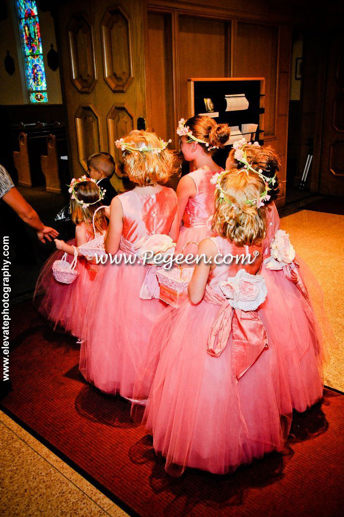 2012 Flower Girl Dress Runner Up in various shades of coral