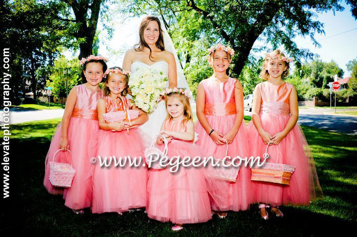 Our 2012 Runner Up Flower Girl Dress Style 402 in Coral Shades of Tulle and Silk 