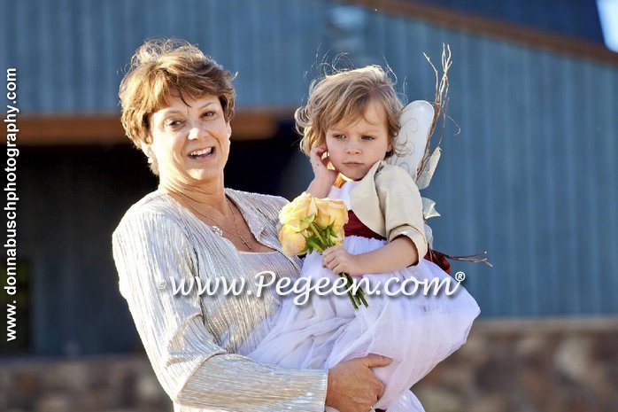 2012 Flower Girl Dress Honorable Mention in Tan and Red | Pegeen