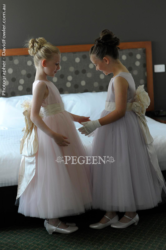 Our 2013 Flower Girl Dress Of The Year In Peony Pink and Lavender Tulle And Silk Pegeen Couture Style 402