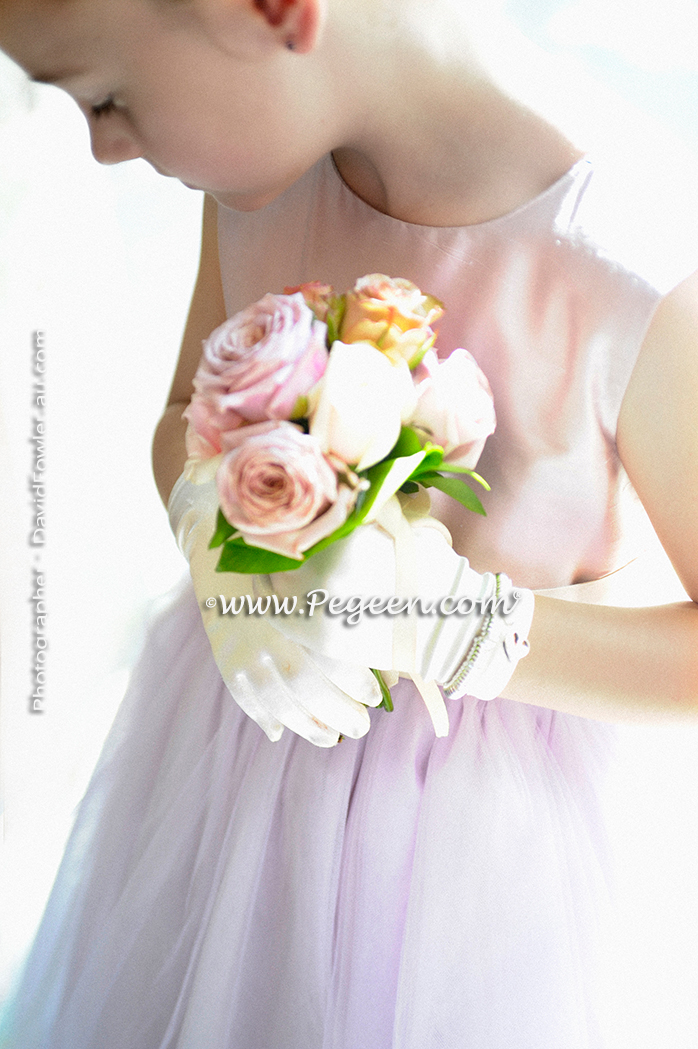 2013 Flower Girl Dress of The Year in Peony Pink and Lavender Tulle and Silk Pegeen Couture Style 402