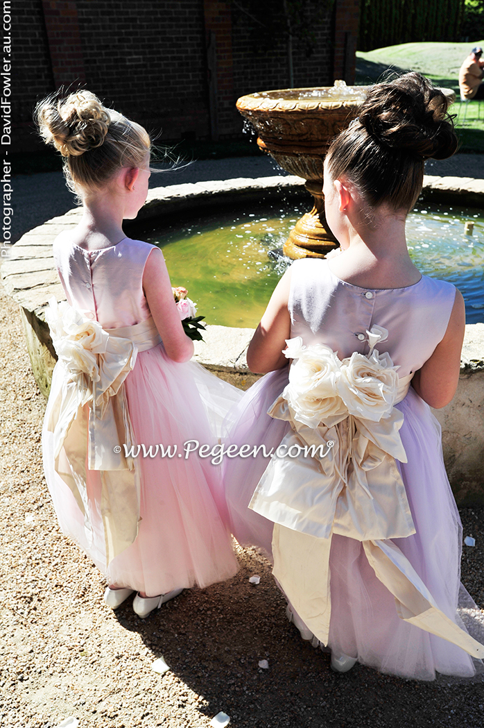 2013 Flower Girl Dress of The Year in Peony Pink and Lavender Tulle and Silk Pegeen Couture Style 402