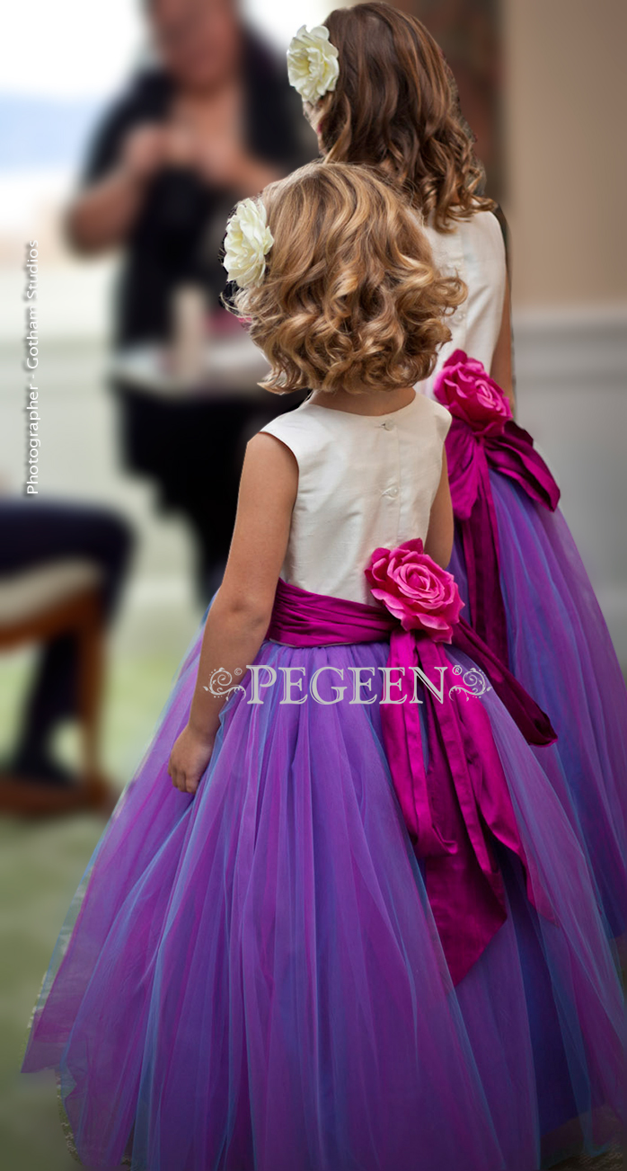 Purple and teal store flower girl dresses