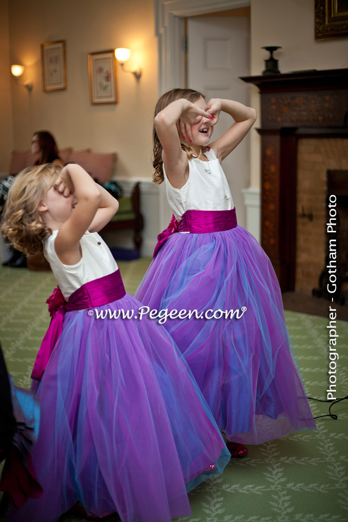 Flower Girl Dress Style 356 Shown Below In Flamingo Pink and Passion