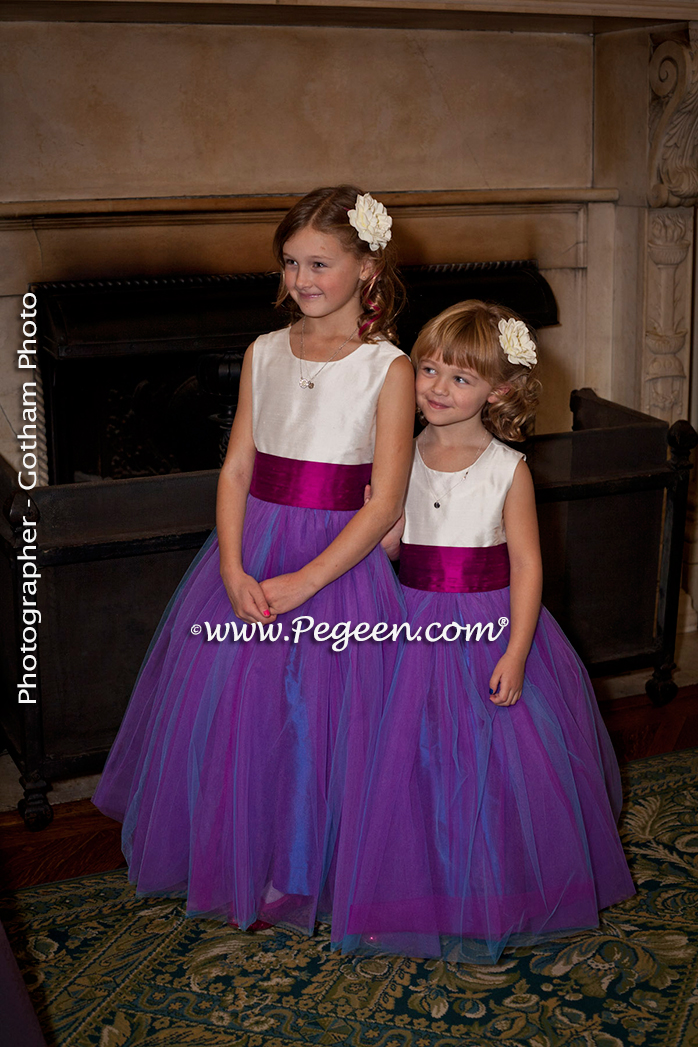 Flower Girl Dress Style 356 Shown Below In Flamingo Pink and Passion