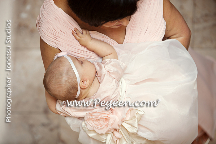 Flower Girl Dress of The Year in New Ivory and Pink Lame Tulle and Silk Style 619