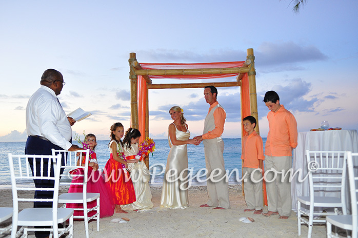 Flower Girl Dresses/Island Wedding of the Year 2014 in Mango Orange and Hot Boing Pink Flower Girl Dresses/Island Wedding of the Year 2014 in Mango Orange and Hot Boing Pink - Pegeen Couture 402