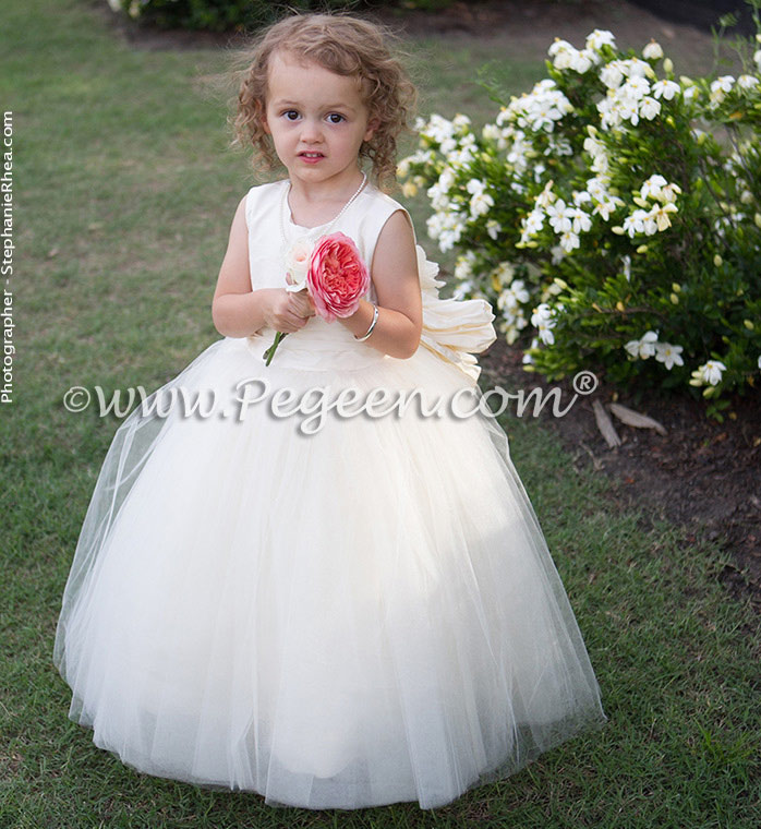 Flower Girl Dresses/Southern Wedding of the Year 2014 in New Ivory and Bisque Style 402