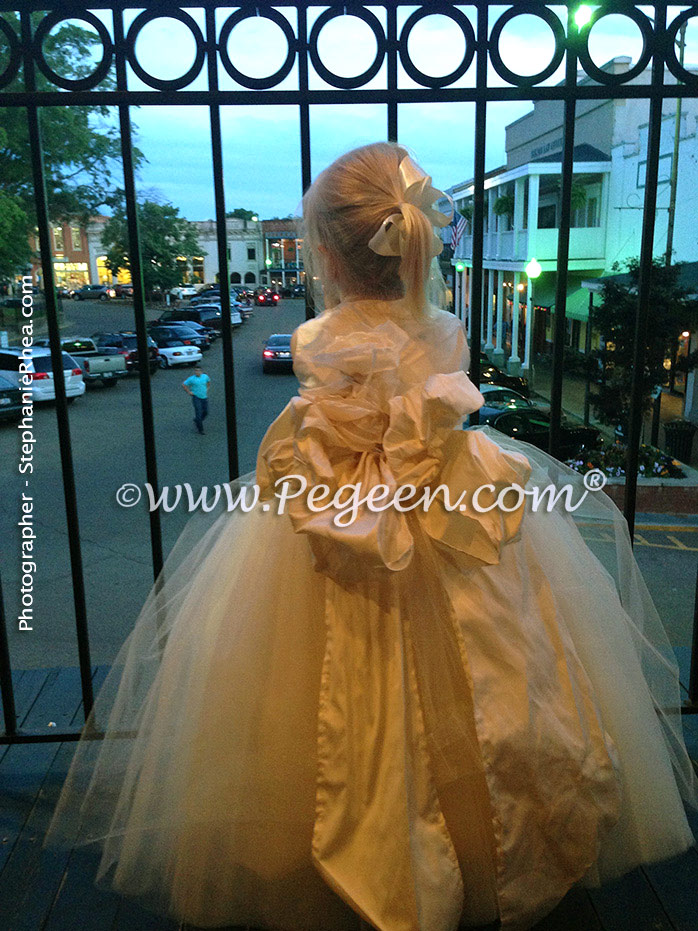 Flower Girl Dresses/Southern Wedding of the Year 2014 in New Ivory and Bisque Style 402