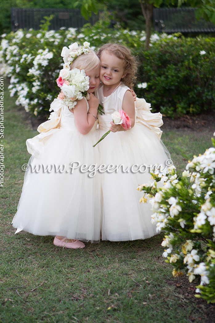 Flower Girl Dresses/Southern Wedding of the Year 2014 in New Ivory and Bisque Style 402