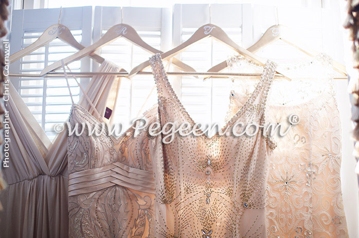 Champagne silk flower girl dresses