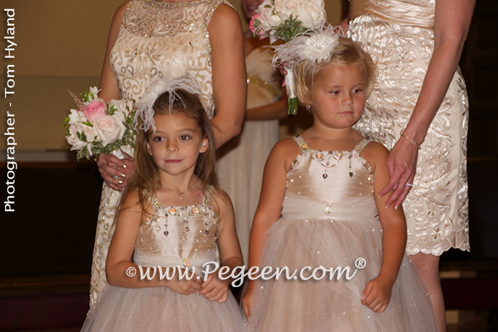 Cotillion or Couture Topaz Fairy Flower Girl Dress w/Tulle, Dew Drop crystal tulle and crystal jewels Style 904