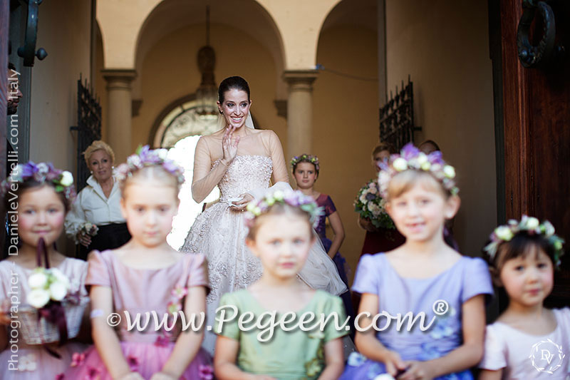 2016 Flower Girl Dress/Wedding of the Year in multiple shades of silk and tulle, Swarovski Crystal and Hydrangea flower petals