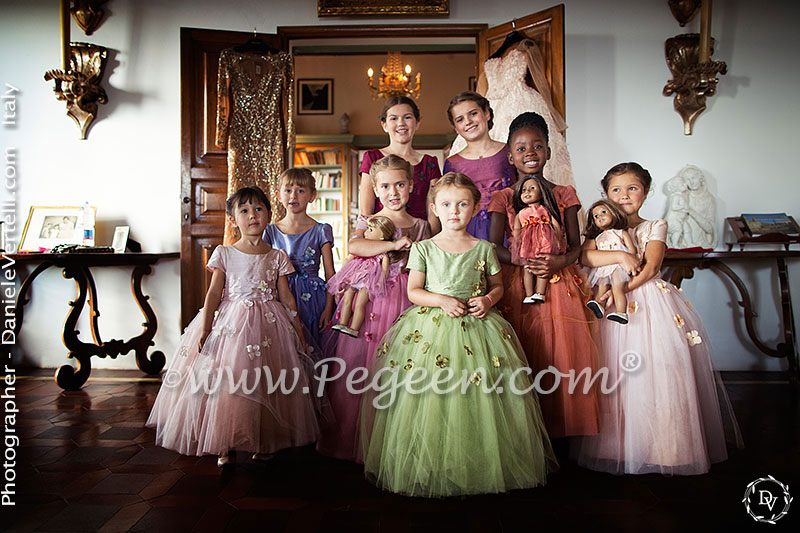 2016 Flower Girl Dress/Wedding of the Year in multiple shades of silk and tulle, Swarovski Crystal and Hydrangea flower petals