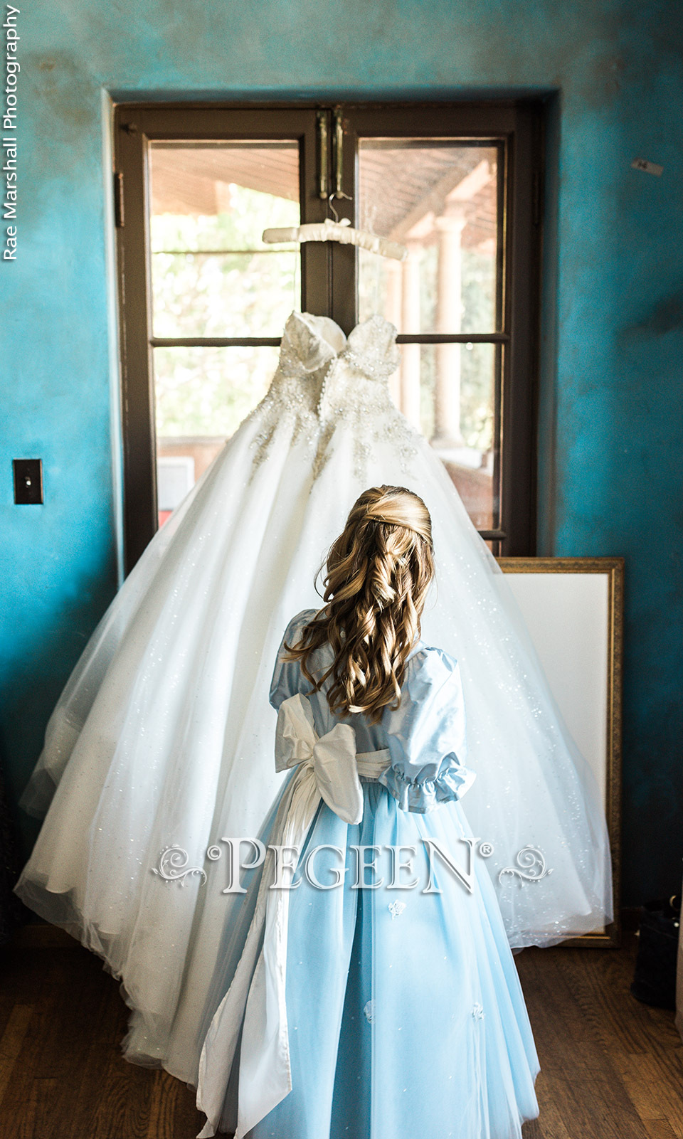 Pegeen Flower Girl Dresses in Blue Ice and Platinum Silk